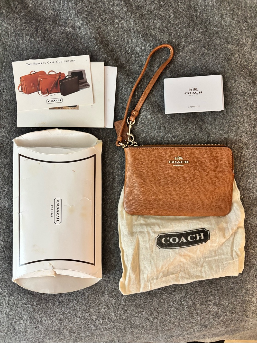 Coach Brown Leather Wristlet Pouch